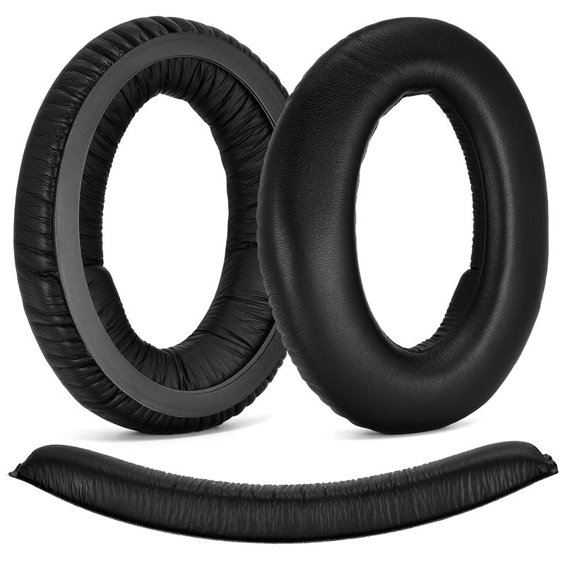 Defean Replacement Ear Pads and Headband Compatible with Sennheiser PC350 HD380 Pro Headphones Earpads/Cushion/Bumper/Cover/Cups/Foam (Protein Leather Ear Pads+Headband) - Image 1